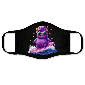 Discover Cosmic Surfing Funky Creature Design Face Masks