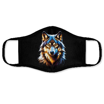 Discover Isolated Lone Wolf Head Ink Design Face Masks