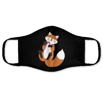 Discover Playful fox with candy cane for Christmas Face Masks