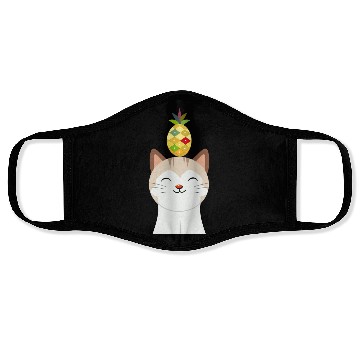 Discover Happy Cat with Pineapple - Tropical Animal Design Face Masks