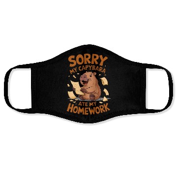 Discover Sorry my capybara ate my homework Face Masks