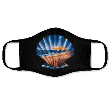 Discover Seashell Beach Scene Serene Ocean Landscape Face Masks