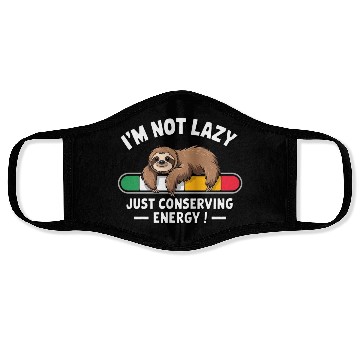 Discover Funny Sloth Energy Saving Graphic - Lazy Vibes Des Face Masks
