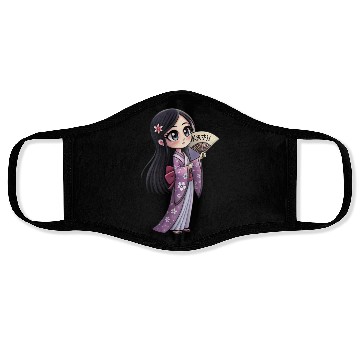 Discover Cute Chibi Geisha Anime Inspired Kimono Design Face Masks