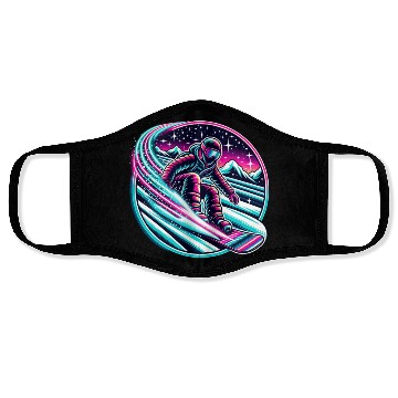 Discover Epic Neon Snowboarding Adventure Under Starry Sky Face Masks