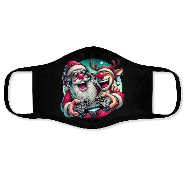 Discover Funny Christmas Duo: Santa & Rudolph Gaming Face Masks