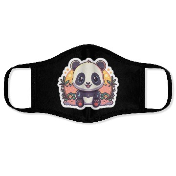 Discover Cute Panda Fantasy Illustration Minimalist Panda Face Masks