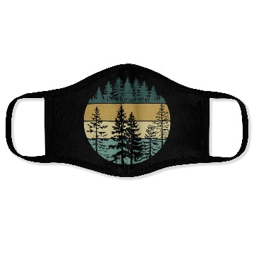 Discover Retro Forest Trees Outdoors Nature Face Masks