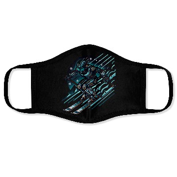 Discover Futuristic Skiing Robot Adventure Face Masks