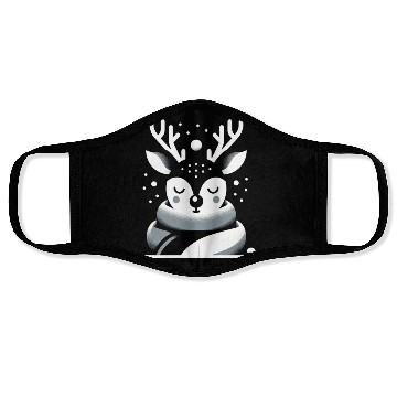 Discover Winter Serenity Deer Illustration Face Masks