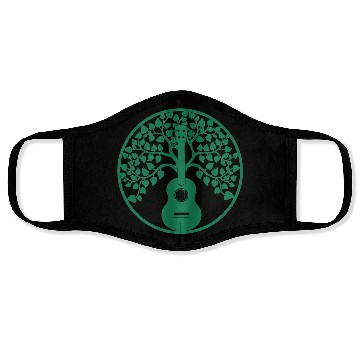 Discover ukulele tree mandala green Face Masks