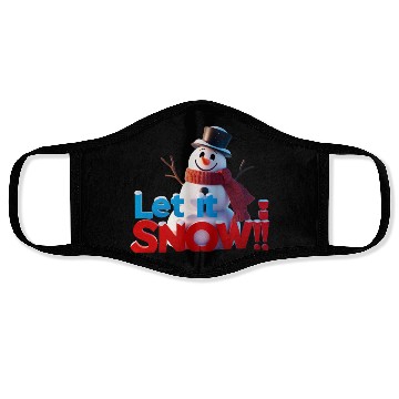 Discover Let It Snow! Festive Cartoon Snowman Winter Design Face Masks