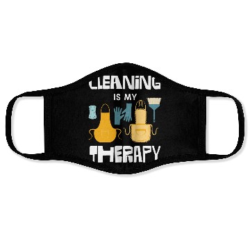 Discover Cleaning Is My Therapy Fun Graphic for Cleaners Face Masks