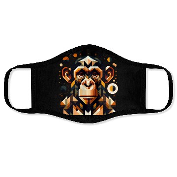 Discover geometric abstract chimpanzee art design Face Masks