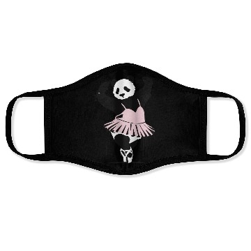 Discover unique dancing panda in pink ballet dress Face Masks