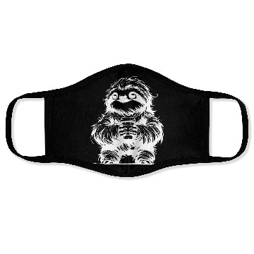 Discover Sloth With Coffee Mug Pencil Drawing Face Masks