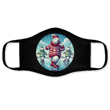 Discover Skating Polar Bear Sweater - Christmas Gifts Face Masks