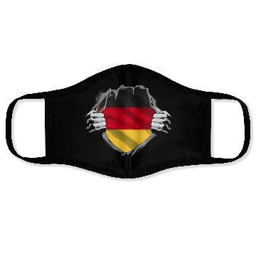 Discover Torn Open German Flag Heart Design Face Masks