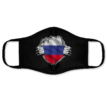 Discover Russian Flag Breaking Through Design Face Masks