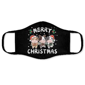 Discover Merry Christmas Cute Cow Festive Lights Cow Face Masks