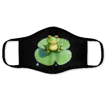 Discover Cheerful Frog on Lily Pad Face Masks
