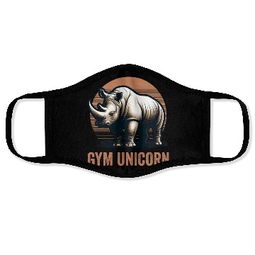 Discover Gym Unicorn Rhino Rhinoceros Safari Vintage Face Masks