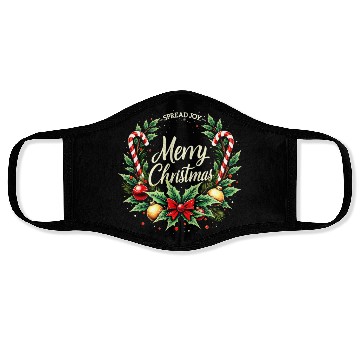 Discover Spread Joy - Festive Merry Christmas Wreath Face Masks