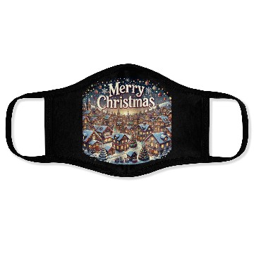 Discover Cozy Winter Village - Christmas Lights and Cheer Face Masks