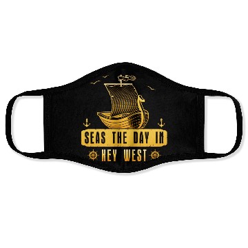 Discover Florida Keys SEAS THE DAY IN KEY-WEST FLORIDA Face Masks