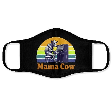 Discover Mama Cow Playing Piano Retro Design Face Masks
