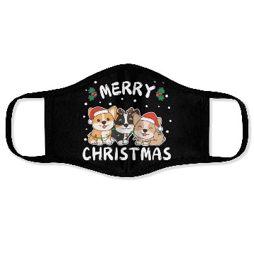 Discover Merry Christmas Cute Corgi Festive Lights Corgi Face Masks