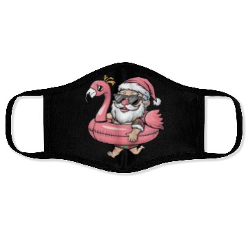 Discover Summer Santa Claus with Flamingo Float Face Masks