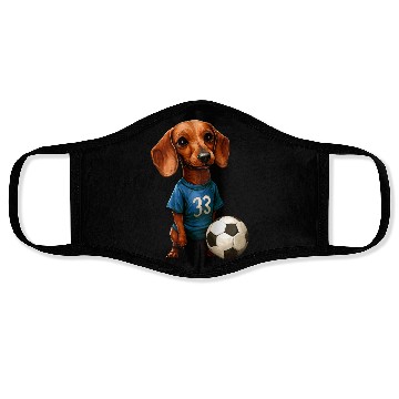 Discover Soccer dachshund blue Face Masks