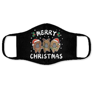 Discover Merry Christmas Cute Platypus Festive Lights Face Masks