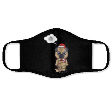 Discover Festive Pug in Holiday Lights Face Masks