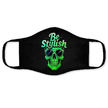 Discover Be Stylish Vibrant Green Skull with Sunglasses Face Masks