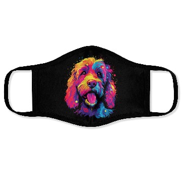 Discover Watercolor Colorful Labradoodle Face Masks