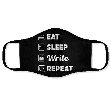 Discover Eat Sleep Write Repeat Lifestyle Motto Face Masks