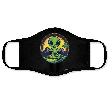 Discover Cute Green Alien Loves Nature Face Masks