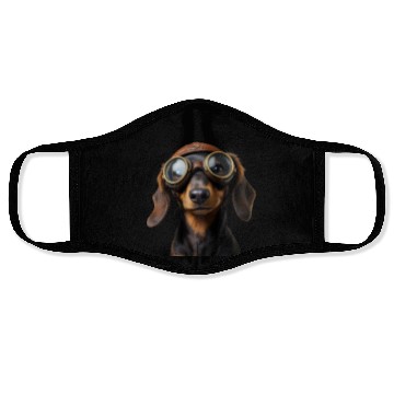 Discover Adventurous Dachshund Aviator Face Masks