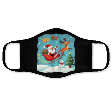 Discover Santa Clause waving " HO-HO" Face Masks