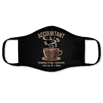 Discover Coffee + Numbers = Accountant Zen Face Masks