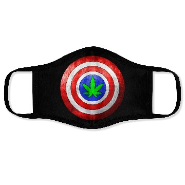 Discover Captain Cannabis Shield Red White Blue and Green Face Masks