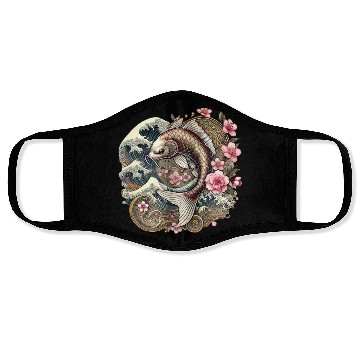 Discover Elegant Koi Fish and Cherry Blossom Design Face Masks