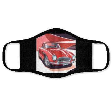 Discover Vintage Red Sports Car Face Masks