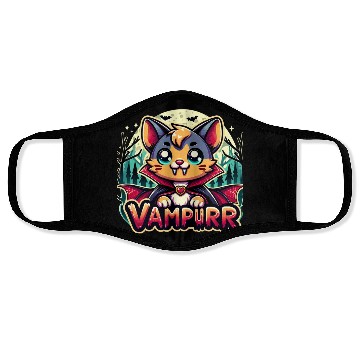 Discover Cute Vampire Cat Halloween Design Face Masks