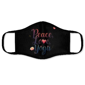 Discover Peace Love Yoga Inspirational Design Face Masks