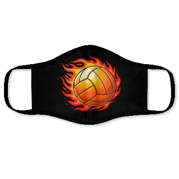 Discover Fiery Volleyball Flame Design Face Masks