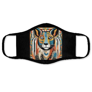 Discover Vibrant Geometric Tiger Artwork Face Masks