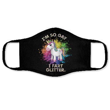 Discover Funny Gay Pride Unicorn Fart Gift for Men Face Masks
